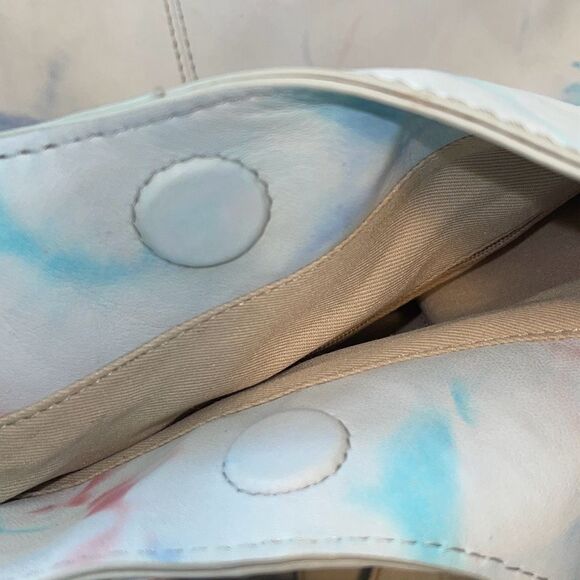 Lucky Brand Womens Leather Tie Dye Purse Tote Shoulder Bag White Pink Large NWOT - Picture 9 of 9